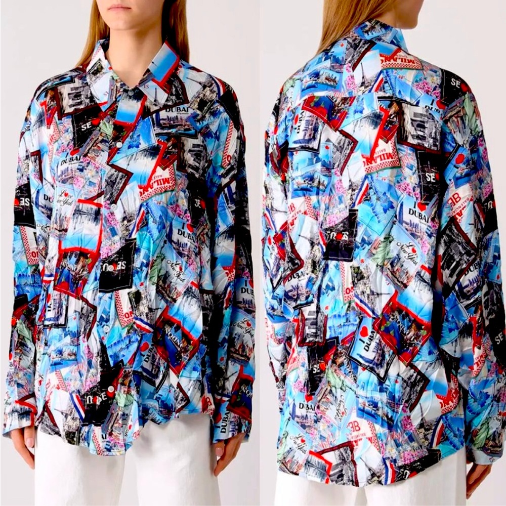 Balenciaga I ❤️ DUBAI silk shirt & short set
